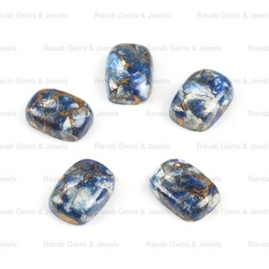 Quartz bleu naturel lisse 10x14mm Lapis Lazuli plat pierres de cabine en forme de rectangle pour la fabrication de bijoux pierres précieuses en vrac - Product Image 3