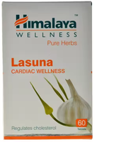 Compléments alimentaires ayurvédiques Himalaya Wellness Lasuna à base de plantes naturelles, riches en vitamine C, cultivés à l'état sauvage, en flacon plastique de 60 comprimés