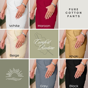 JB304 Pantalon de travail 100% coton pour femme, design élégant à l'avant plat avec fermeture élastique à la taille, pour un usage quotidien, décontracté et estival - Product Image 6