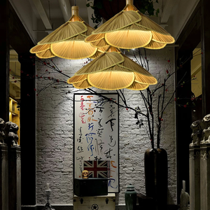 Nhà Hàng Bộ Lampshades Frames Pendant Lights Lá Cọ Ánh Sáng Trần Khô Lá Cọ Đèn Bóng Râm Dropshipping Sản Phẩm - Product Image 2