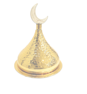 Bol à dattes fait main avec couvercle, qualité durable, couvercle en forme de croissant de lune doré, bol métallique, vaisselle, serveur de fruits, Ramadan - Product Image 1