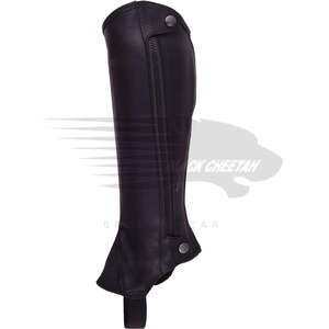 Venta al por mayor de alta calidad cremallera lateral de cuero de grano completo equitación medias chapas Real elástico para ajuste cómodo negro CHEETAH SPORTSWEAR - Product Image 4