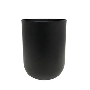 กระถางดอกไม้โลหะขนาดมาตรฐานสำหรับบ้านและสวน,อุปกรณ์ทำสวนชุดชาวไร่ทรงกลมเหล็ก2ชิ้นพื้นผิวไม้สีดำ - Product Image 4