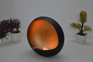 Portavelas Decorativo de Hierro Negro de Primera Calidad para Mesa, con Diseño de Lámina Dorada y Color Marrón, Hecho a Mano y con Recubrimiento en Polvo Personalizado - Product Image 4