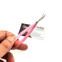 Micro ciseaux à ressort en acier inoxydable massif droit et incurvé rose pour cils ciseaux à ressort de broderie de sourcils