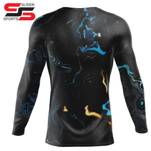 Men's Summer Fitness <b>T</b>-<b>shirt</b> Quick drying Sports Short <b>Sleeve</b> Round Neck Gradient <b>Stripe</b> Printed full <b>sleeve</b> - Product Image 2