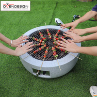 Barbecue au gaz portable léger pour l'extérieur, foyer rond avec pierres ponce à vendre