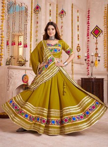 Designer Navratri Wear Miroir de travail en sergé Prêt à porter Lehenga Choli - Product Image 4