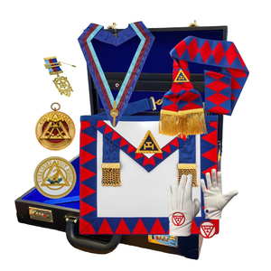 Ensemble complet de regalia maçonniques du chapitre de l'arche royale, étui rigide en velours ethnique pour tablier, usage cathédrale, logo personnalisé - Product Image 1