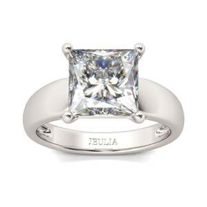 Bague de fiançailles-Jeulia, coupe princesse, solitaire, argent sterling - Product Image 1