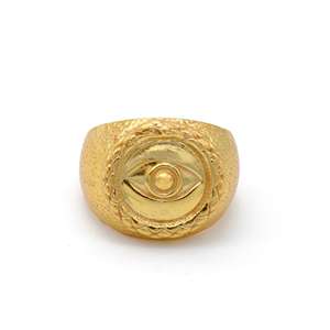 Brass Evil Eye Signet <b>Ring</b> 18k Gold Plated Gothic <b>Statement</b> Men's <b>Ring</b> For Wholesale - Product Image 1