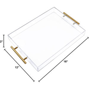 Plateau de service en acrylique transparent Poignées modernes légères durables Plateau écologique pour servir des collations à boissons - Product Image 5
