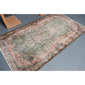 Turkish Area Rug 3.9x6.9 ft, <b>Brown</b> Pink Camouflage Rug <b>Wool</b> - Product Image 2