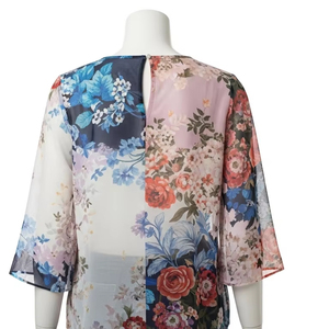 Chemisiers en mousseline de soie imprimés par transfert thermique, tissu léger et doux, respirant, haut de mode féminine, vêtements décontractés, fournisseur de design personnalisé - Product Image 5