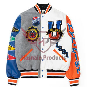 Parche bordado de etiqueta privada personalizado para hombre, chaquetas Universitarias de Trabajo, forro polar deportivo fino, estilo béisbol, soporte largo, talla grande, Invierno - Product Image 5