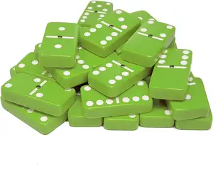 لوحة ألعاب الدومينو ذات 6 أجزاء مزدوجة من البلاستيك الأخضر اللامع، تتحمل حجم البطولات، مكعبات ألعاب الدومينو المخصصة