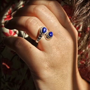 Wholesale Factory Supply Adjustable Unisex Silver Religious Jewelry Lapis <b>Garnet</b> Lightweight <b>Ring</b> for Weddings Parties - Product Image 6