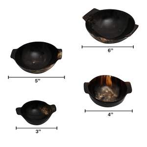 Accessoire en corne de buffle naturelle en gros, bol de service lisse à l'aspect biologique avec poignée pour le maquillage de la salade ou les bijoux-Décoratif - Product Image 3