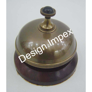 <b>Decorative</b> Table Bell Wood Base High Quality Brass Bells Office School Restaurans Table Desk Countertop Display Calling Bell - Product Image 5