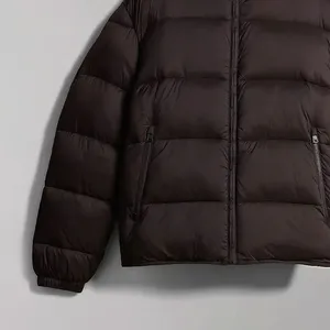 Men's Winter Hooded Puffer Jacket Thick Down Filled Windproof Zipper Closure Casual Style Solid <b>Colour</b> Polyester Outerwear - Product Image 5