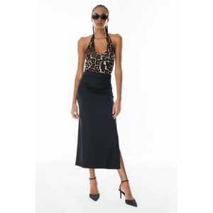 Falda midi elástica con abertura - Product Image 1