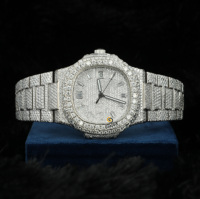 Montre-bracelet mécanique analogique de créateur, style Hip Hop classique, avec breloque, verre et diamants Moissanite de clarté VVS, boîtier en acier inoxydable