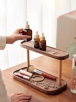 Organisateur de bureau en bois personnalisé à double niveau avec support pour téléphone et porte-bijoux pour salon – Meilleures ventes