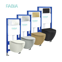 Toilette murale carrée en céramique moderne et écologique avec siège à fermeture douce et chasse d'eau cyclonique pour salles de bain de lavabo et de villa