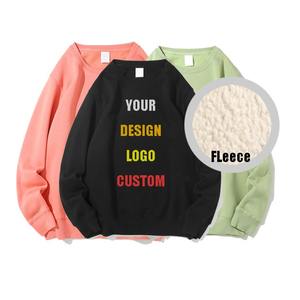 Logotipo personalizado por en relieve 350gsm pulóver Unisex grueso cuello redondo suéter camisa polar Sudadera con capucha - Product Image 4