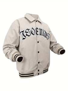 เสื้อแจ็กเก็ตกันลมกันหนาวสำหรับผู้ชายเสื้อแจ็คเก็ตหนังวัวเทียมเสื้อเบสบอลวิทยาลัยหนังเทียมขนาดพิเศษ - Product Image 2