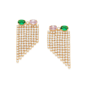 Pendientes de tuerca de diamante de corte brillante chapado en oro rosa de oro de 18 quilates estilo de aro de flecos de fiesta de perlas de agua dulce para regalos de moda de mujer - Product Image 2