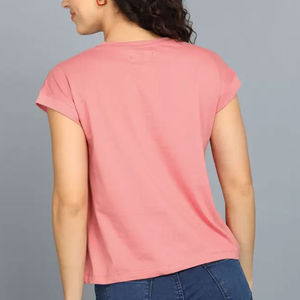 T-shirt en coton personnalisé pour femme, streetwear décontracté, coupe classique, couleur unie, doux, respirant, pour usage quotidien, support OEM ODM en usine - Product Image 2