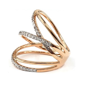 Precio de fábrica Joyería Maravilloso Anillo de lujo redondo de diamantes reales de oro rosa de platino de alta calidad para mujer - Product Image 2