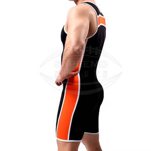 Justaucorps de lutte pour hommes - Tissu en polyester durable anti-boulochage, couleurs et logo personnalisables, bretelles, fermeture à enfiler pour les combats - Product Image 6