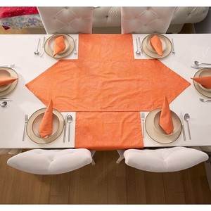 Ensemble de 2 chemins de table 100% coton orange avec 1 chemin triangulaire 50x150cm et 1 chemin rectangulaire 50x150cm décoratif - Product Image 3