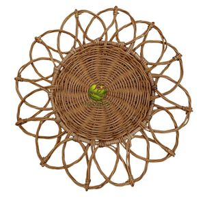 Alfombra de Ratán Tejida a Mano, Estilo Bohemio, con Base de Plástico, Cubierta de Cojín, Grosor Personalizado, Ecológica, 500 mm de Diámetro, para Hogar y Playa - Product Image 4