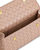 Sac carré en cuir tressé de luxe discret, sac à main minimaliste tressé à la main style East-West, esthétique Old Money, poignée supérieure en cuir véritable