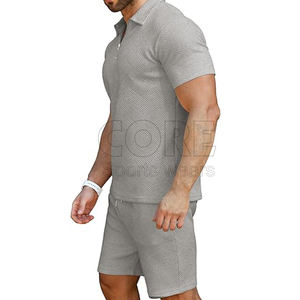 Ensemble polo et short pour hommes de haute qualité à fermeture éclair à la mode 2 pièces ensembles de vêtements d'extérieur respirants - Product Image 5