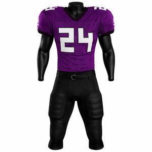 Ensemble d'uniformes de football américain personnalisés, maillot violet et pantalon rembourré noir, kit d'équipe de football américain - Product Image 1
