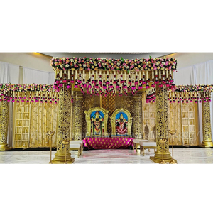 Mandap tallado dorado exclusivo para bodas telugu fibra de tendencia Mandap tallado dorado Mandap boda hindú Mandap Set decoración para la venta - Product Image 1