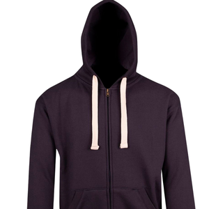 Sweat à capuche unisexe en molleton de coton violet foncé avec fermeture éclair, sweat à capuche décontracté d'hiver, streetwear uni, sweat à capuche à fermeture éclair pour homme - Product Image 2