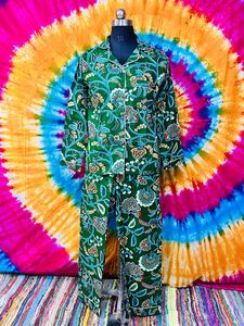 Conjunto de estampado floral de vestido de noche de 3 piezas para mujer, conjunto ligero de algodón ultrasuave para niñas en conjunto de Pijama estampado de verano - Product Image 3