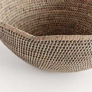 Wholesale Burma <b>Grey</b> Rattan Scalloped Bowl by TienPhong | Handwoven Decorative Serving & Fruit Bowl <b>for</b> Boho & Rustic Decor - Product Image 4