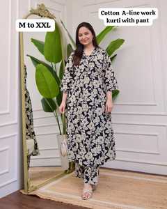 ชุดกางเกงเคอร์ติฝ้ายทรงเอใส่ทำงานสวมใส่สบายสำหรับผู้หญิงผู้ผลิตเสื้อผ้าปากีสถานอินเดีย - Product Image 3