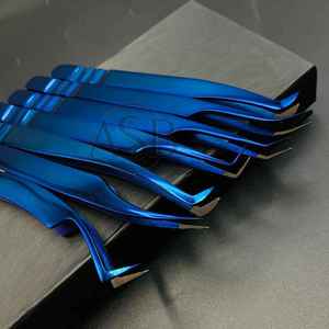 Pince à épiler à poignée rainurée pour faux cils pas cher au détail prix de gros pince à cils en acier inoxydable durable - Product Image 6