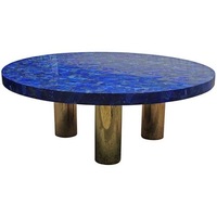 Plateau de table rond en lapis-lazuli, plateau de table à manger en lapis-lazuli