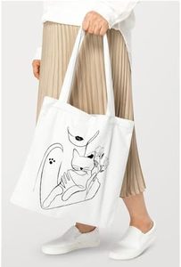 Customized Printed Logo <b>Canvas</b> Shopping Bag with Leopard and Cartoon Pattern - Product Image 3