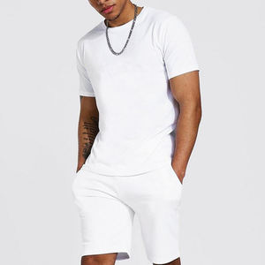 Ensemble T-shirt et short pour homme, vente chaude, directement de l'usine, en molleton uni, respirant, confortable, léger, style urbain - Product Image 5