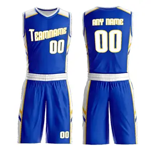 最佳设计篮球球衣颜色蓝色升华定制可逆篮球穿国际男子篮球球衣