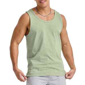 Débardeur de fitness sans manches pour homme personnalisé, haute qualité, respirant, écologique, col rond décontracté, impression de logo, polyester/coton - Product Image 1